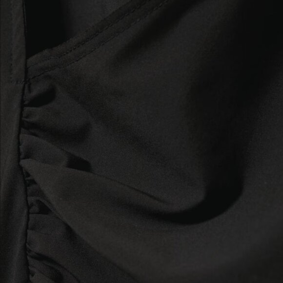 Weekday Black Derya Open Back Oversized Asymmetric Ruched Long Sleeve Top 2 XS - Picture 7 of 10